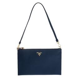 Prada Blue Saffiano Lux Leather Vela Clutch Bag Prada | TLC