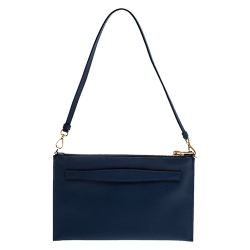 Pre Owned Prada Blue Saffiano Lux Leather Vela Clutch Bag