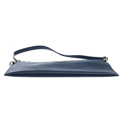 Pre Owned Prada Blue Saffiano Lux Leather Vela Clutch Bag