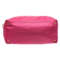 Pre Owned Prada Pink Nylon and Leather Large Shopper Tote