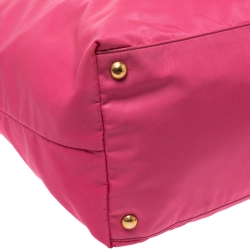 Pre Owned Prada Pink Nylon and Leather Large Shopper Tote