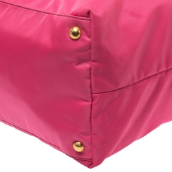 Pre Owned Prada Pink Nylon and Leather Large Shopper Tote