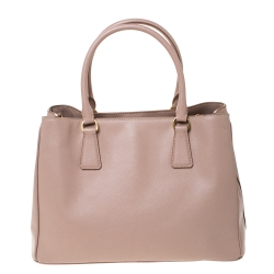 Pre Owned Prada Pink Saffiano Lux Leather Medium Galleria Tote