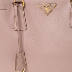 Pre Owned Prada Pink Saffiano Lux Leather Medium Galleria Tote