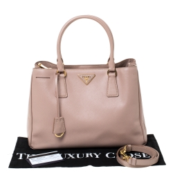 Pre Owned Prada Pink Saffiano Lux Leather Medium Galleria Tote