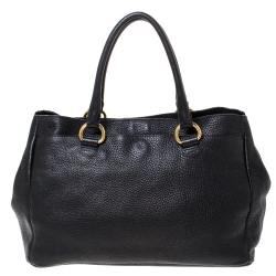 Pre Owned Prada Black Vitello Daino Leather Shopper Tote