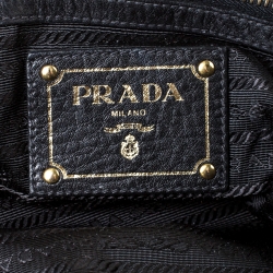 Pre Owned Prada Black Vitello Daino Leather Shopper Tote