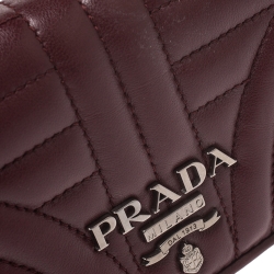 Pre Owned Prada Burgundy Nappa Impunture Leather Bifold Wallet