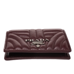 Pre Owned Prada Burgundy Nappa Impunture Leather Bifold Wallet