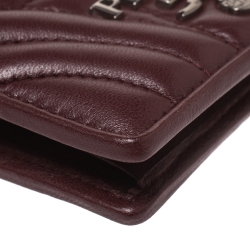 Pre Owned Prada Burgundy Nappa Impunture Leather Bifold Wallet