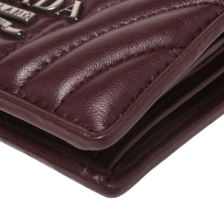 Pre Owned Prada Burgundy Nappa Impunture Leather Bifold Wallet