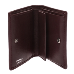 Pre Owned Prada Burgundy Nappa Impunture Leather Bifold Wallet