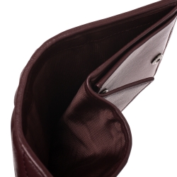 Pre Owned Prada Burgundy Nappa Impunture Leather Bifold Wallet