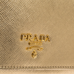 Pre Owned Prada Metallic Gold Saffiano Lux Leather Continental Wallet