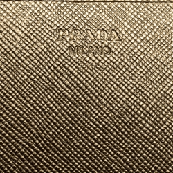 Pre Owned Prada Metallic Gold Saffiano Lux Leather Continental Wallet