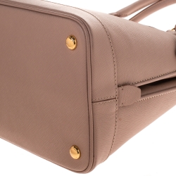 Pre Owned Prada Nude Saffiano Lux Leather Medium Promenade Bag