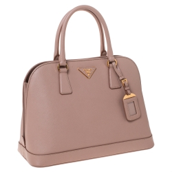 Pre Owned Prada Nude Saffiano Lux Leather Medium Promenade Bag