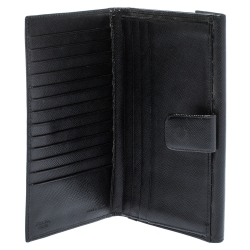 Pre Owned Prada Black Saffiano Lux Leather Continental Wallet