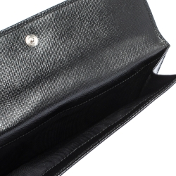 Pre Owned Prada Black Saffiano Lux Leather Continental Wallet