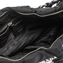 Pre Owned Prada Black Pleated Nylon Buckle Hobo