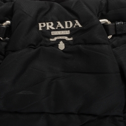 Pre Owned Prada Black Pleated Nylon Buckle Hobo