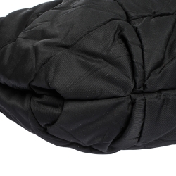 Pre Owned Prada Black Pleated Nylon Buckle Hobo