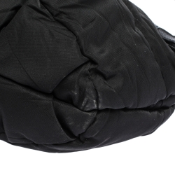 Pre Owned Prada Black Pleated Nylon Buckle Hobo