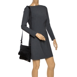 Pre Owned Prada Black Nylon Front Pocket Crossbody Bag