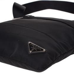 Pre Owned Prada Black Nylon Front Pocket Crossbody Bag