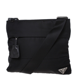 Pre Owned Prada Black Nylon Front Pocket Crossbody Bag