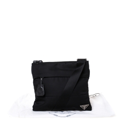 Pre Owned Prada Black Nylon Front Pocket Crossbody Bag