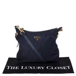 Pre Owned Prada Navy Blue Nylon and Leather Crossbody Bag