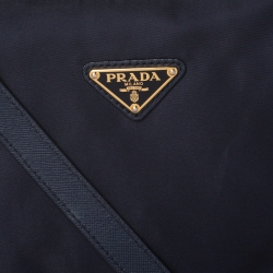 Pre Owned Prada Navy Blue Nylon and Leather Crossbody Bag