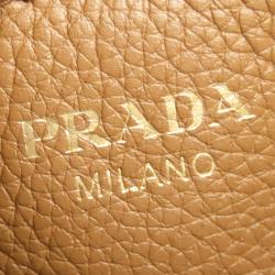 Pre Owned Prada Brown Leather Vitello Daino Crossbody Bag