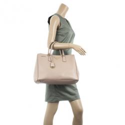 مملوكة مسبقًا Prada Light Pink Saffiano Lux Double Zip Tote 