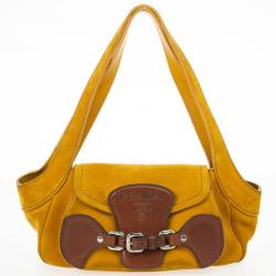 Pre Owned Prada Suede Leather Shoulder Bag