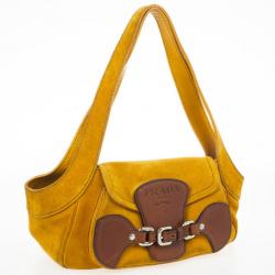 Pre Owned Prada Suede Leather Shoulder Bag