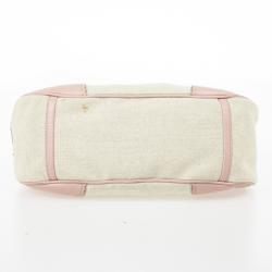 Pre Owned Prada Pink Trim Logo Jacquard Hobo Bag