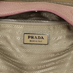 Pre Owned Prada Pink Trim Logo Jacquard Hobo Bag