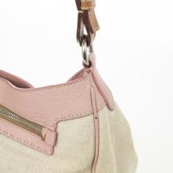 Pre Owned Prada Pink Trim Logo Jacquard Hobo Bag