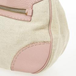 Pre Owned Prada Pink Trim Logo Jacquard Hobo Bag