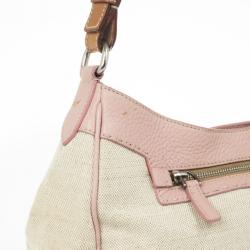 Pre Owned Prada Pink Trim Logo Jacquard Hobo Bag