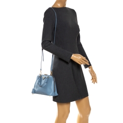 Pre Owned Prada Blue Saffiano Lux Leather Small Promenade Satchel