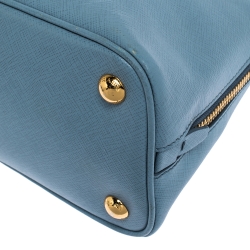 Pre Owned Prada Blue Saffiano Lux Leather Small Promenade Satchel