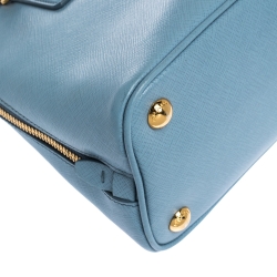 Pre Owned Prada Blue Saffiano Lux Leather Small Promenade Satchel