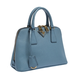 Pre Owned Prada Blue Saffiano Lux Leather Small Promenade Satchel