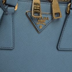Pre Owned Prada Blue Saffiano Lux Leather Small Promenade Satchel