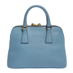 Pre Owned Prada Blue Saffiano Lux Leather Small Promenade Satchel