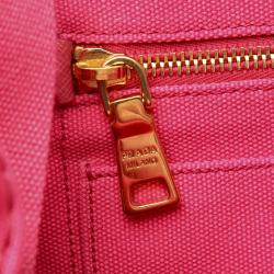 Pre Owned Prada Pink Canapa Canvas Satchel Bag