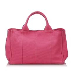 Pre Owned Prada Pink Canapa Canvas Satchel Bag